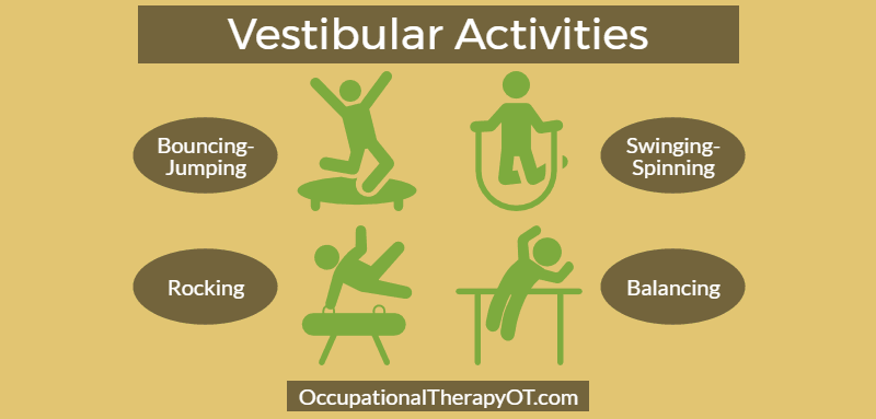 Child doing vestibular activities on a swing