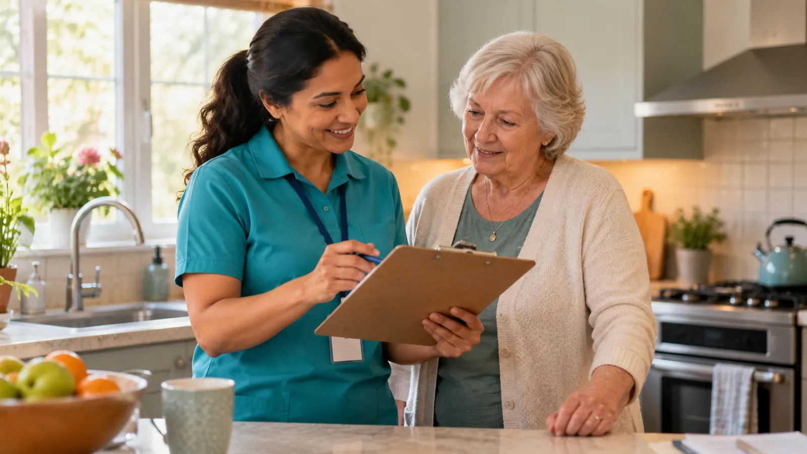 Occupational therapist completing an activities of daily living checklist