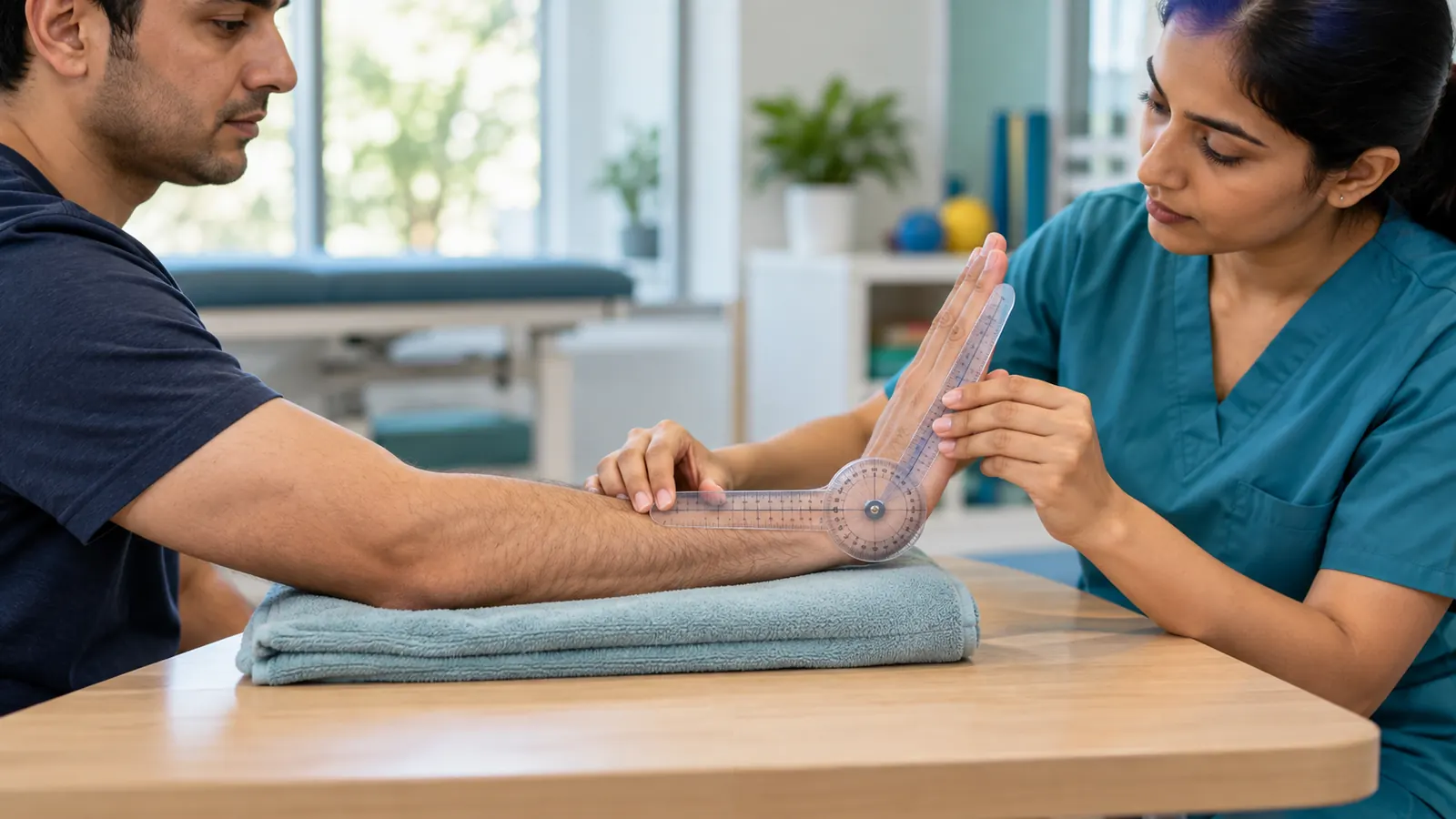 Goniometer measuring wrist range of motion