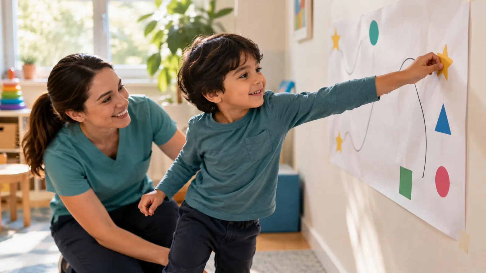 Child crossing the midline during a reaching activity