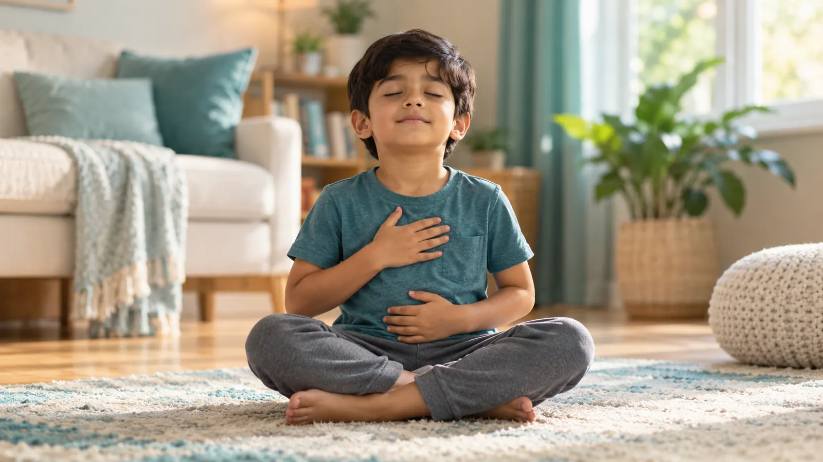 Child noticing body signals during an interoception activity