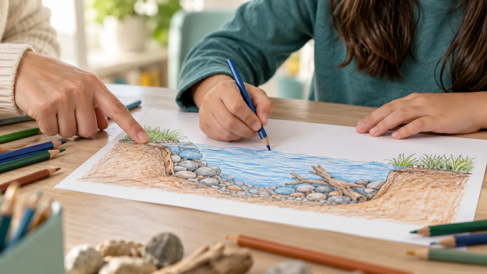 Client drawing their Kawa model river