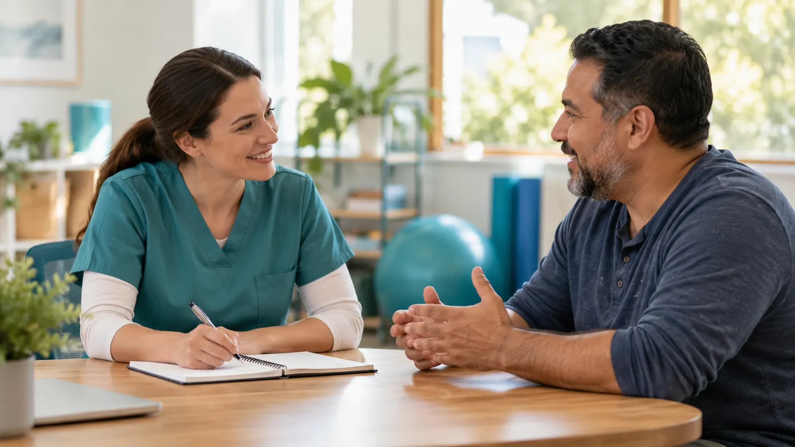 Occupational therapist doing an occupational interview with a client