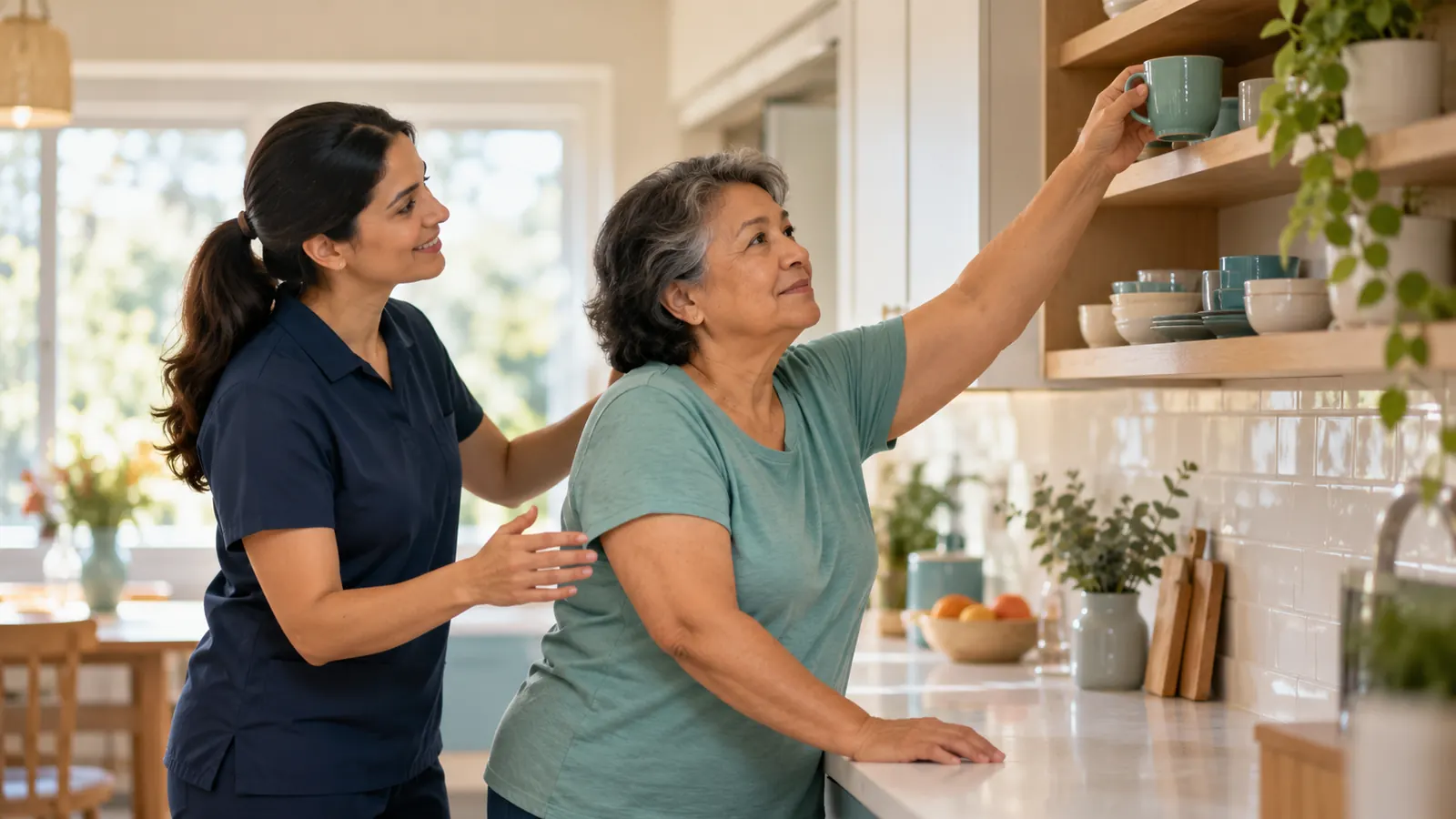 Stroke survivor practising a reaching task in task-oriented training