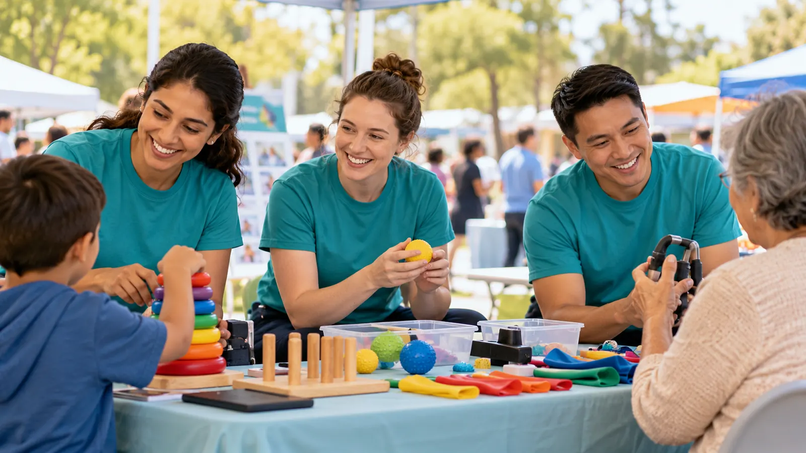 Occupational therapy team celebrating OT Month at a community event