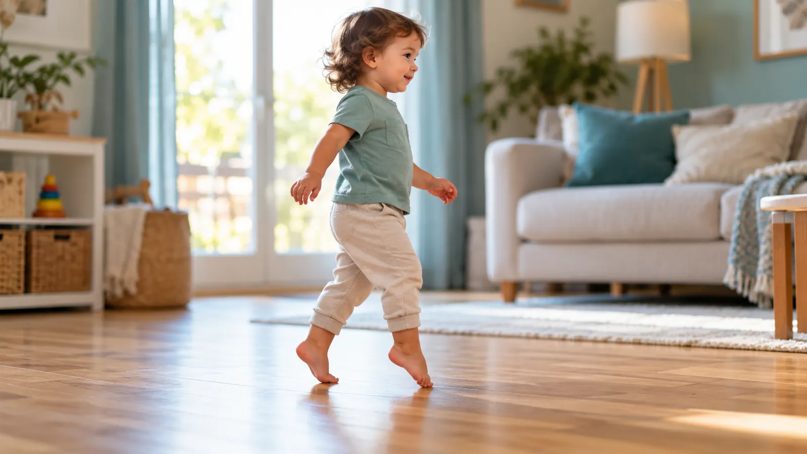 Toddler walking on tiptoes